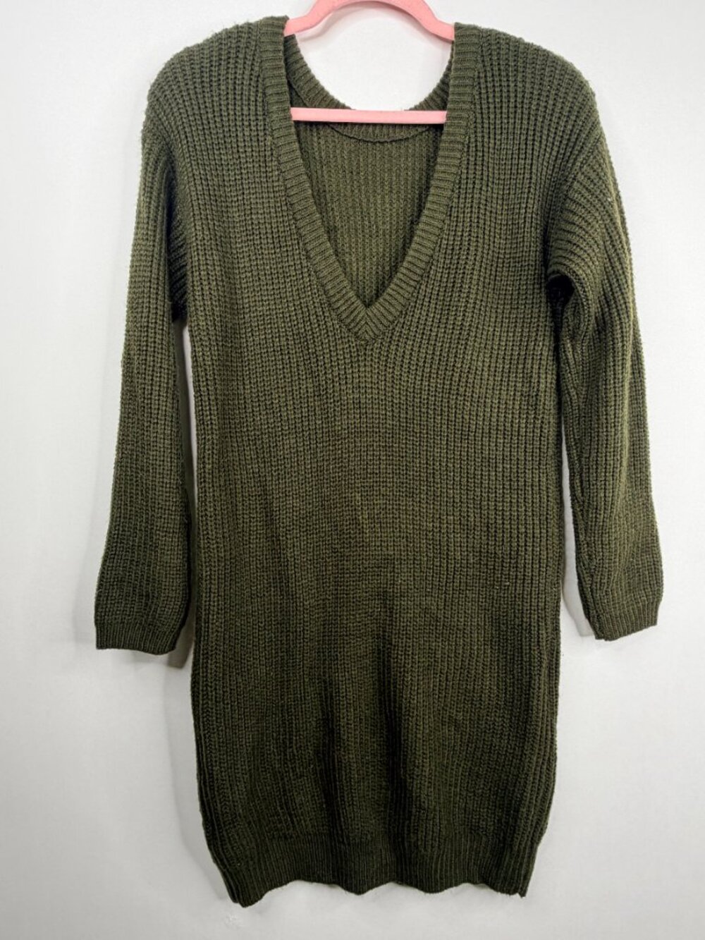 2/$30 Lulus Bringing Sexy Back Olive Green Backless Sweater Dress Small #A2983 - Picture 7 of 9